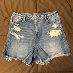 American Eagle Next Level Stretch Curvy Hi Rise Shortie Denim Shorts